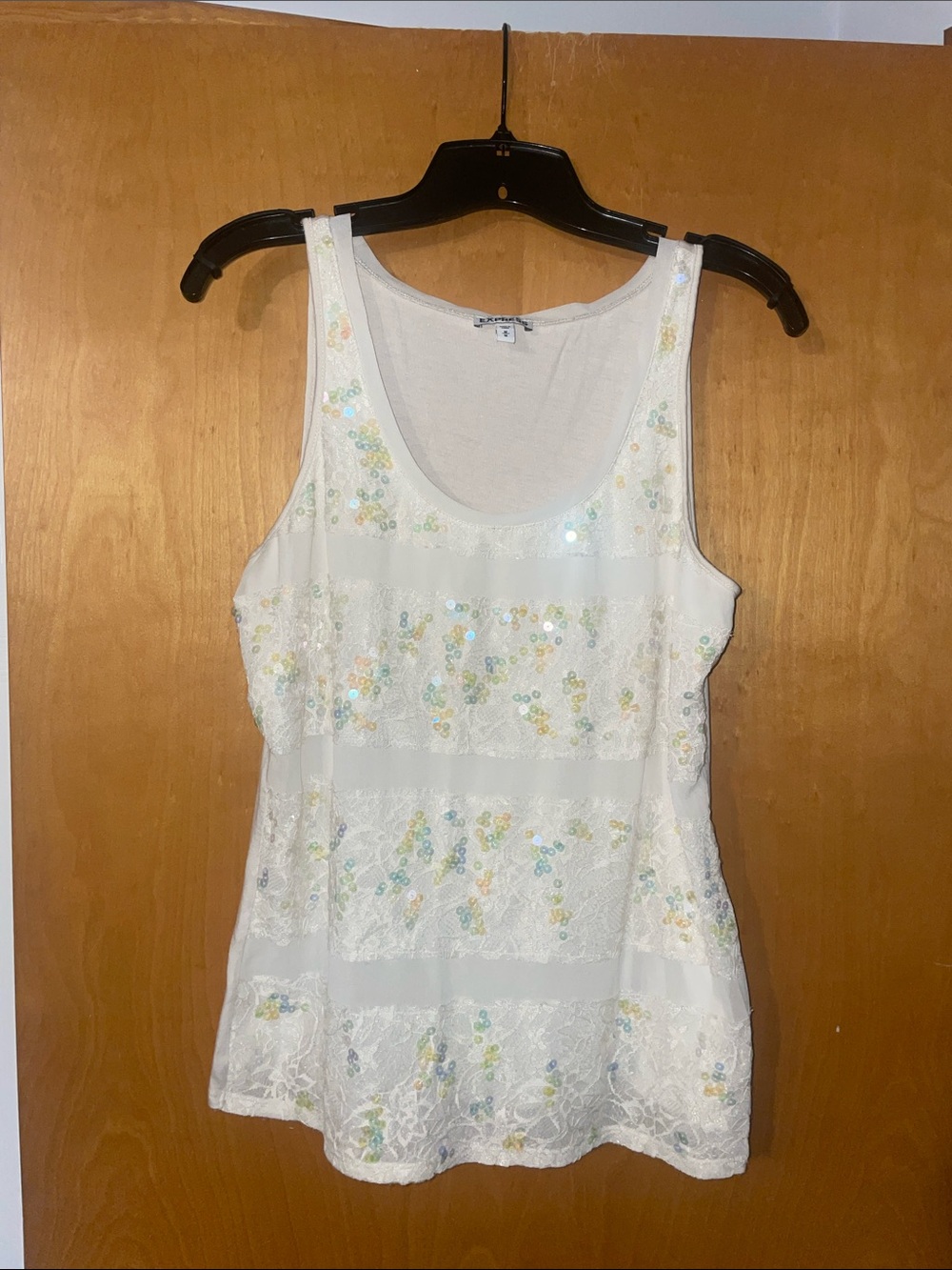 Express sequins and lace tank top size medium